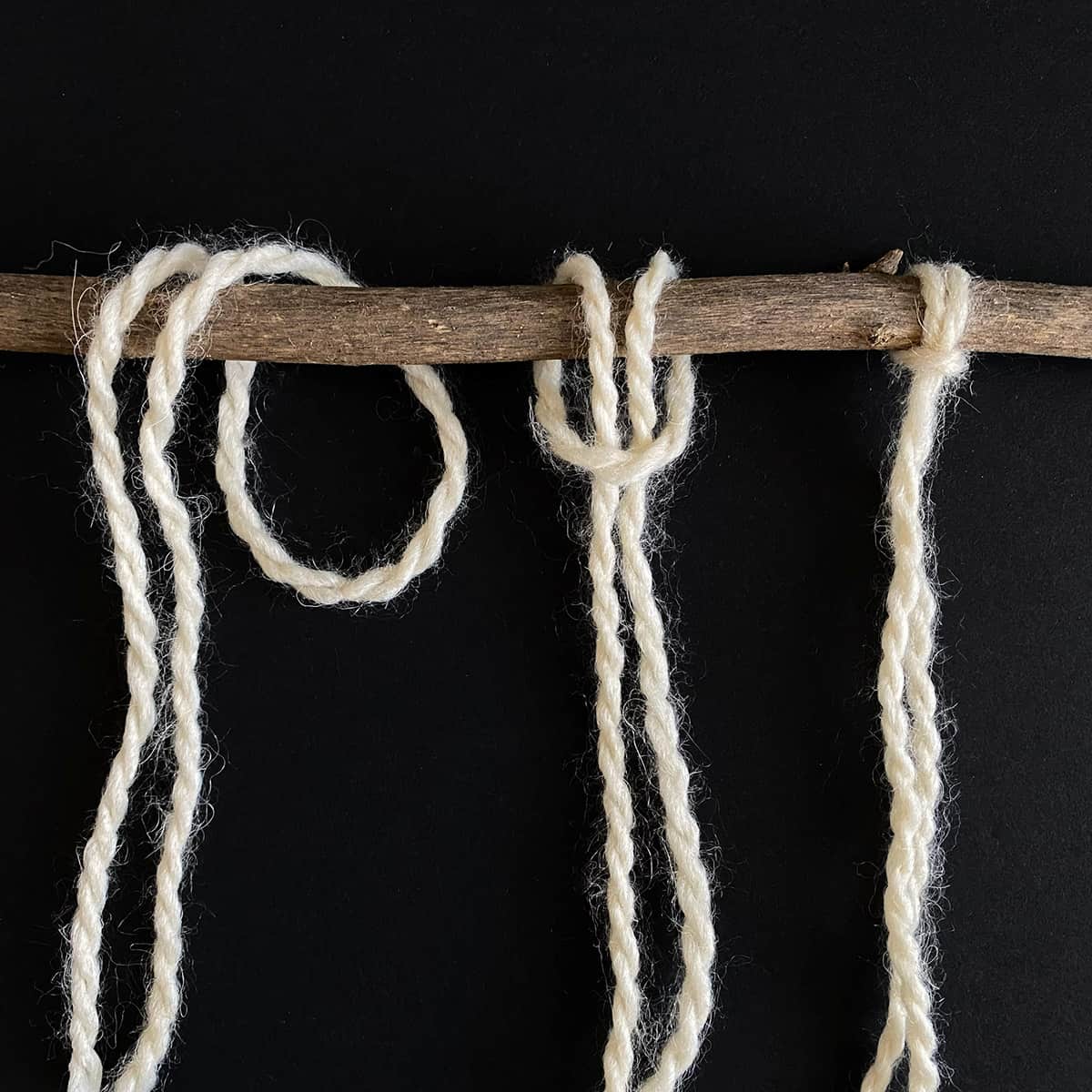 Image showing how to make lark's head knot featured in Cakewalk DIY Paper Craft tutorial.