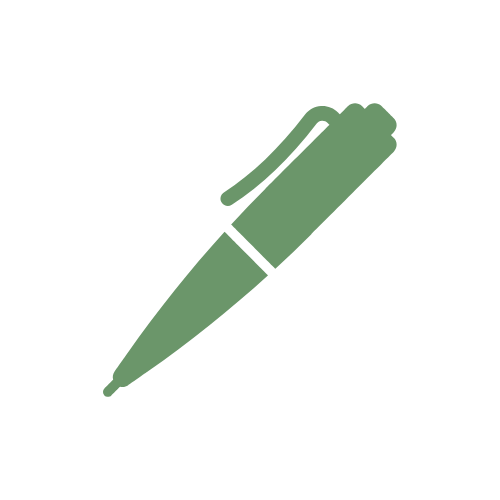 Green pen icon on a white background