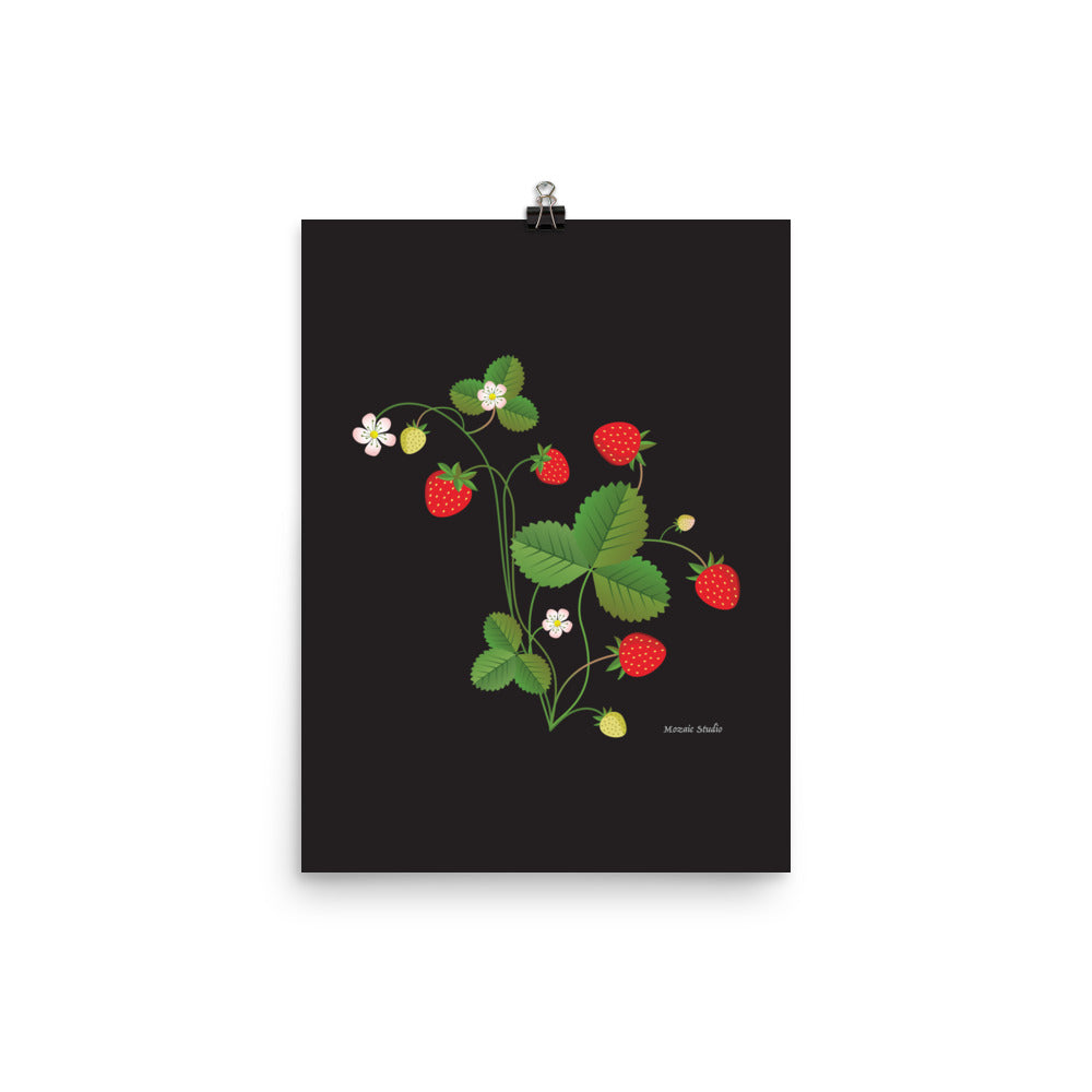 Strawberry No. 2 Giclée Botanical Print in Black Mozaic Studio