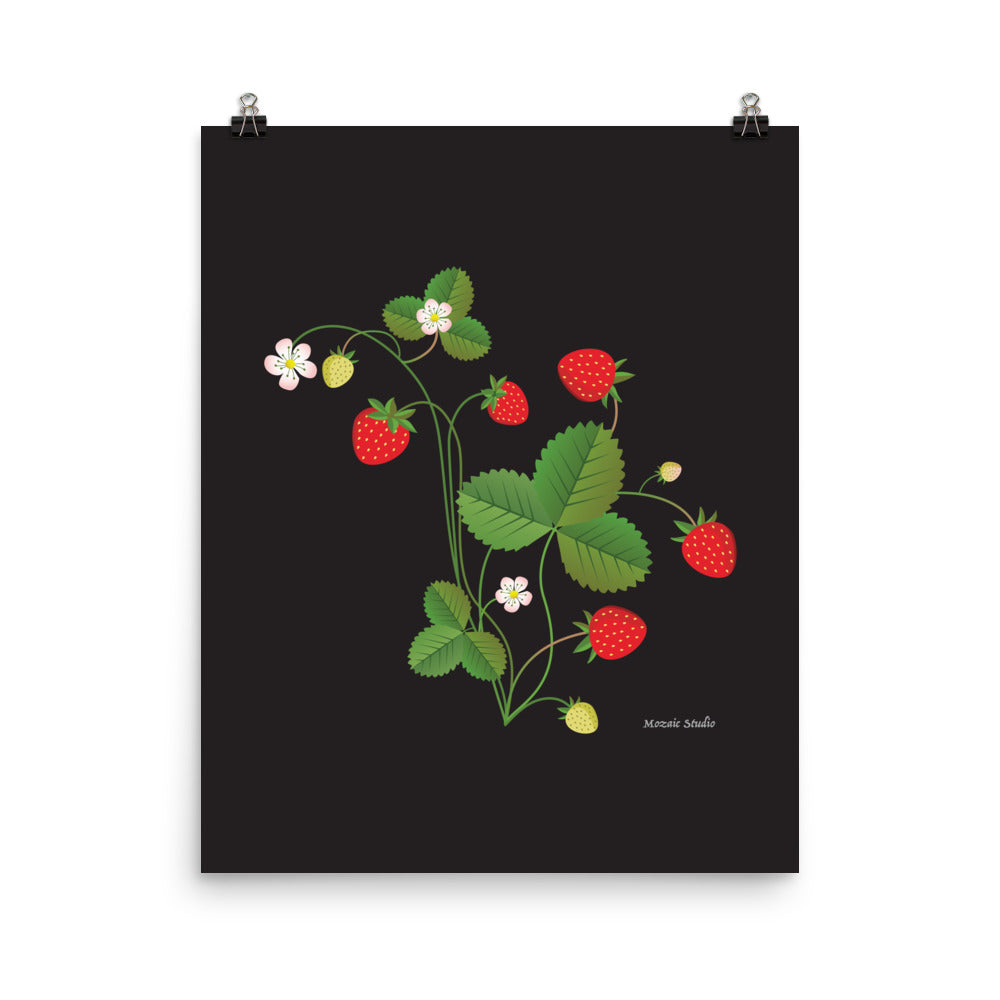Strawberry No. 2 Giclée Botanical Print in Black Mozaic Studio